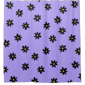 Preppy Lila Black Floral Simple Blume Pattern Duschvorhang (Vorderseite)