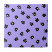 Preppy Lila Black Floral Simple Blume Pattern Fliese (Vorderseite)