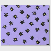 Preppy Lila Black Floral Simple Blume Pattern Geschenkpapier (Flach)