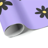 Preppy Lila Black Floral Simple Blume Pattern Geschenkpapier (Rolleneckpunkt)
