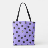 Preppy Lila Black Floral Simple Blume Pattern Tasche (Rückseite)