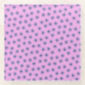 Preppy Lila Blue Botanical Small Blume Muster Glasuntersetzer (Vorderseite)