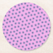 Preppy Lila Blue Botanical Small Blume Muster Runder Pappuntersetzer (Vorderseite)