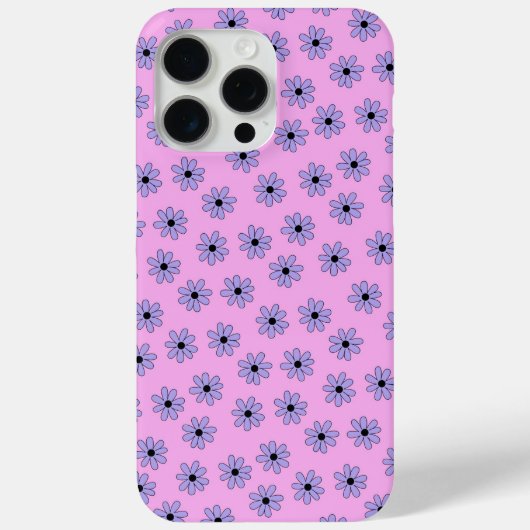 Preppy Lila Blue Hippie Blume Muster Case-Mate iPhone Hülle (Rückseite)