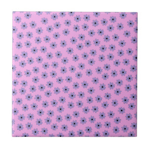 Preppy Lila Blue Hippie Blume Muster Fliese