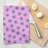 Preppy Lila Blue Hippie Blume Muster Geschirrtuch (Viertel Falte)