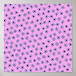 Preppy Lila Blue Hippie Blume Muster Poster