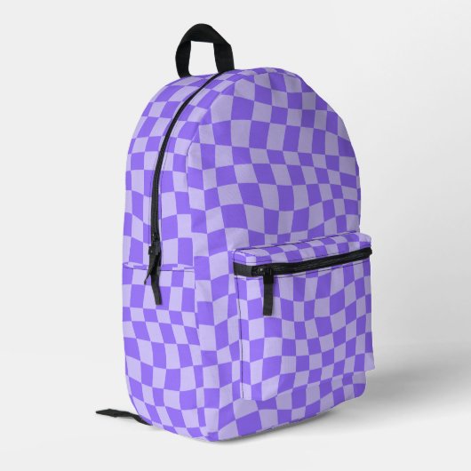Preppy Lila Checked Backpack Bedruckter Rucksack (Rückseitige Ecke links)
