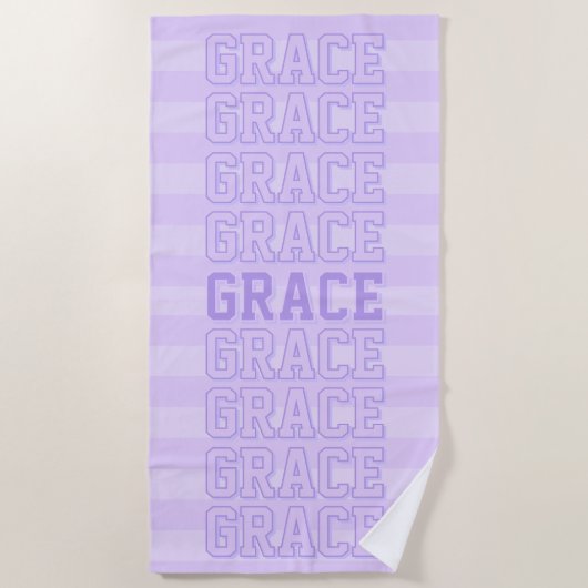 Preppy Lila gestreiftes Badetuch (Vorderseite)