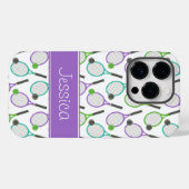 Preppy Lila Green Aquamarin Tennis Personalisiert Case-Mate iPhone Hülle (Rückseite (Horizontal))
