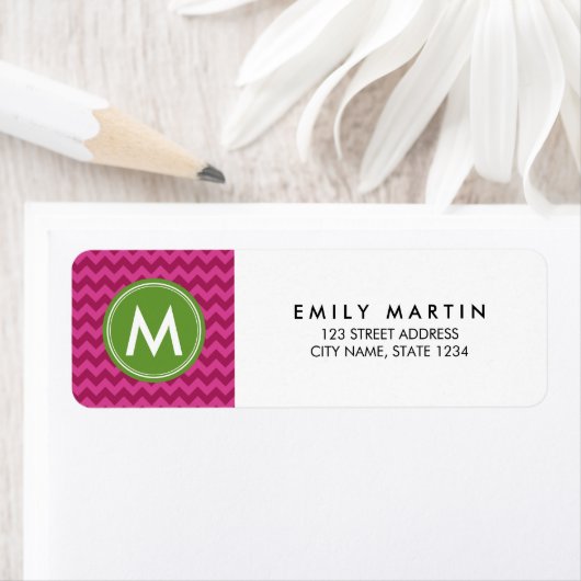 Preppy-Lila-Monogramm-Adressenaufkleber (Insitu)