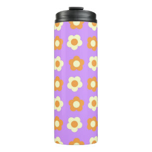 Preppy Lila Orange Blumen Einfaches Blumenmuster Thermosbecher