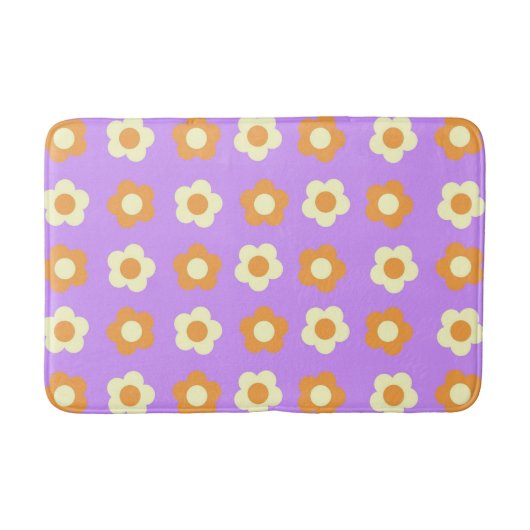 Preppy Lila Orange Floral Simple Blume Pattern Badematte (Vorderseite)