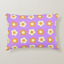 Preppy Lila Orange Floral Simple Blume Pattern Dekokissen