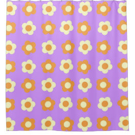Preppy Lila Orange Floral Simple Blume Pattern Duschvorhang
