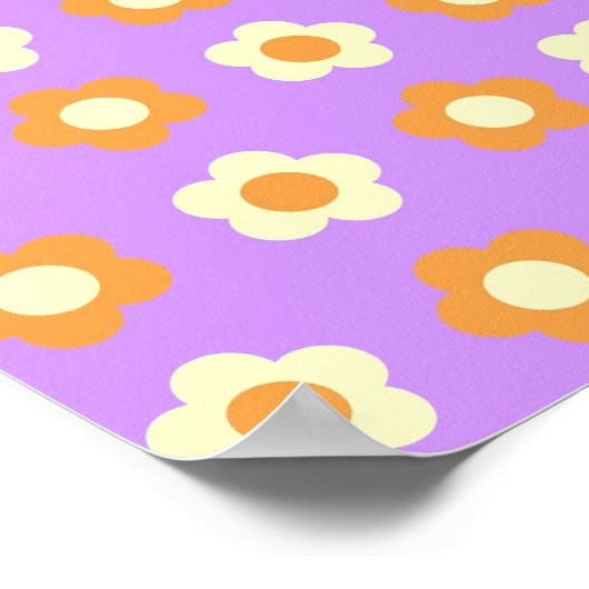 Preppy Lila Orange Floral Simple Blume Pattern Poster (Ecke)