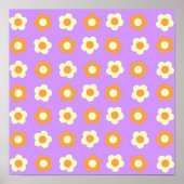 Preppy Lila Orange Floral Simple Blume Pattern Poster (Vorne)
