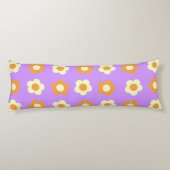 Preppy Lila Orange Floral Simple Blume Pattern Seitenschläferkissen (Rückseite)