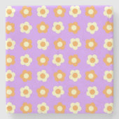 Preppy Lila Orange Floral Simple Blume Pattern Steinuntersetzer (Vorderseite)