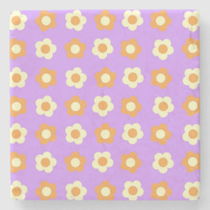 Preppy Lila Orange Floral Simple Blume Pattern Steinuntersetzer