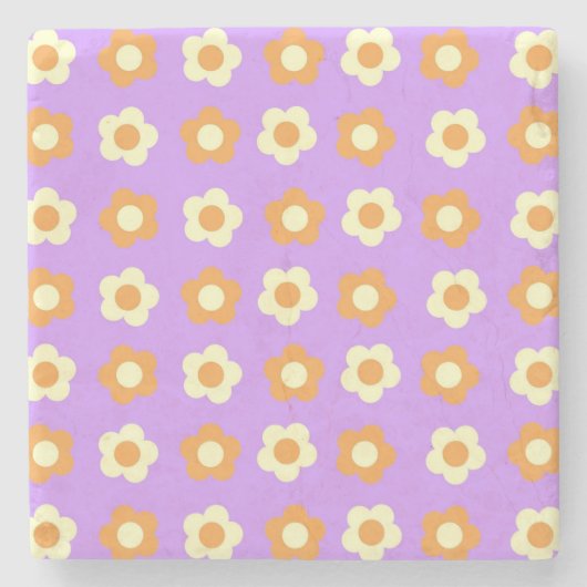 Preppy Lila Orange Floral Simple Blume Pattern Steinuntersetzer (Vorderseite)