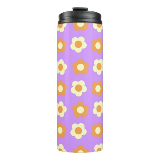 Preppy Lila Orange Floral Simple Blume Pattern Thermosbecher (Vorderseite)