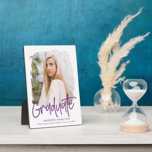 Preppy Lila Script Abschluss Foto Fotoplatte (Seite)