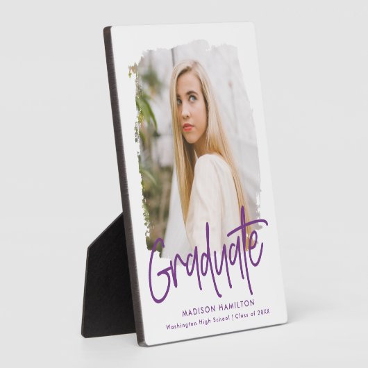 Preppy Lila Script Abschluss Foto Fotoplatte (Seite)