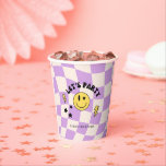 Preppy Lila Y2K Happy Face Birthday Paper Cups Pappbecher<br><div class="desc"></div>