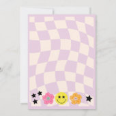 Preppy Lila Y2K Happy Face Party Geburtstag Einladung (Rückseite)