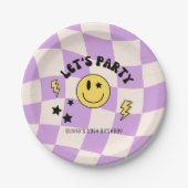Preppy Lila Y2K Retro Birthday Paper Plate Pappteller (Vorderseite)