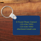 Preppy Lime Green Polka Dot auf Navy Blue Monogram Schlüsselanhänger (Rückseite)