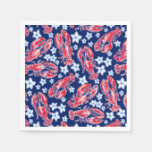 Preppy Lobster Blume Red Navy Muster Serviette (Vorderseite)