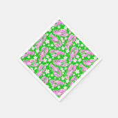 Preppy Lobster Blume Rosa grünes Muster Serviette (Ecke)