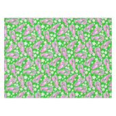 Preppy Lobster Blume Rosa grünes Muster Tischdecke (Vorderseite (Horizontal))