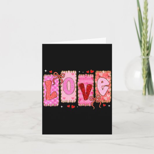 Preppy Love Valentine Nk Coquette Bow Girl Women K Karte (Vorderseite)