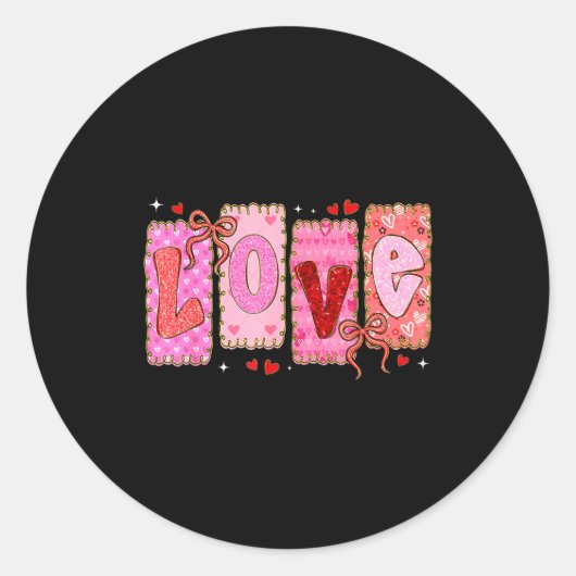 Preppy Love Valentine Nk Coquette Bow Girl Women K Runder Aufkleber (Vorderseite)
