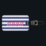 Preppy Luggage Tag Gepäckanhänger<br><div class="desc">Mit diesem bezaubernden,  blau-weiß gestreiften Gepäckanhänger können Sie Ihr Gepäck ausstatten. Diese sind perfekt für Braut- oder Hochzeitsgeschenke! Passen Sie Ihren Namen,  Ihre Informationen oder Ihr Monogramm an.</div>