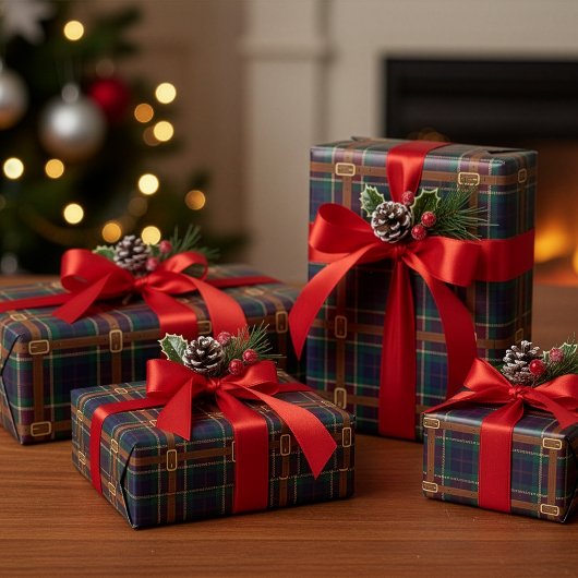 Preppy Lux Christmas Plaid Geschenkpapier