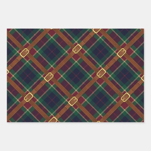 Preppy Lux Christmas Plaid Geschenkpapier Set (Vorderseite 2)