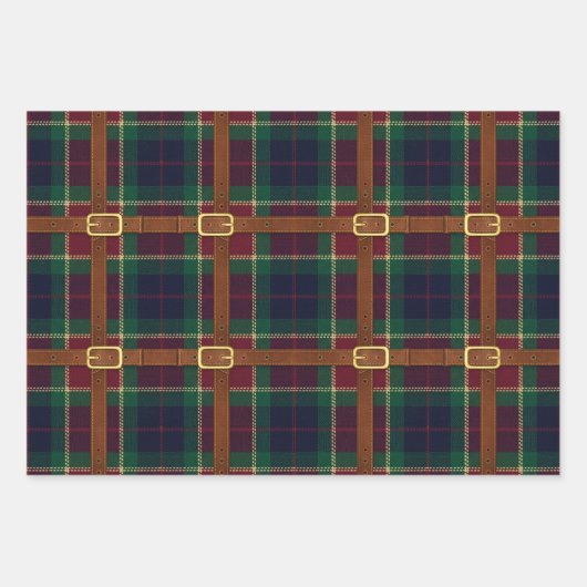 Preppy Lux Christmas Plaid Geschenkpapier Set (Vorderseite)