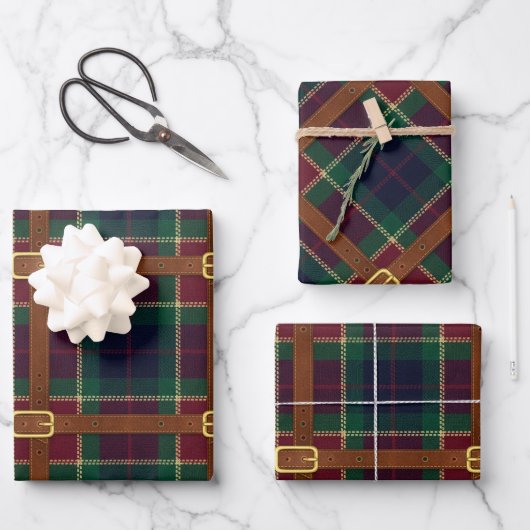 Preppy Lux Weihnachtskariert Geschenkpapier Set (Vorderseite)
