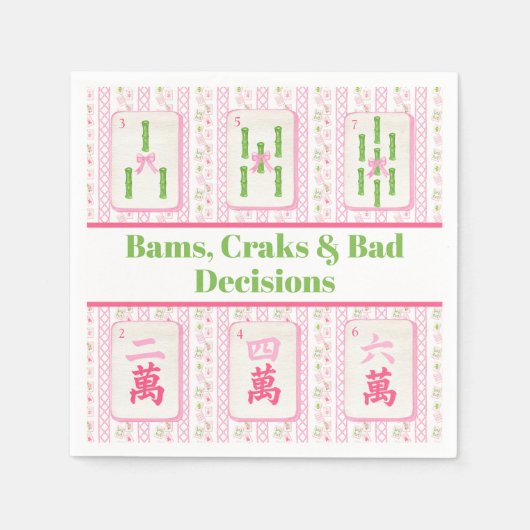 Preppy Mahjong Bams, Cracks & Bad Decision Serviette (Vorderseite)