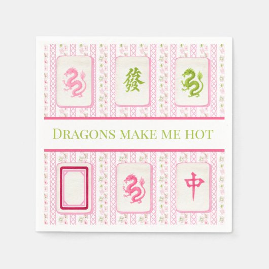 Preppy Mahjong Dragons machen mich heiß lustig Serviette (Vorderseite)