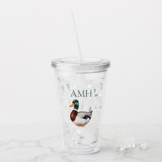 Preppy Mallard Duck Monogram Acryltrinkbecher (Vorderseite Ice)