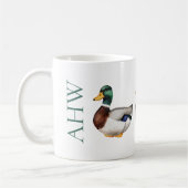 Preppy Mallard Duck Monogram Kaffeetasse (Links)