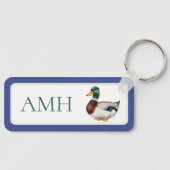 Preppy Mallard Duck Monogram Schlüsselanhänger (Vorderseite)