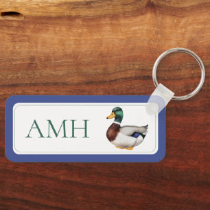 Preppy Mallard Duck Monogram Schlüsselanhänger