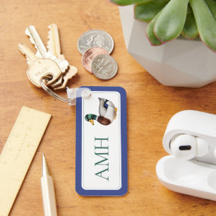 Preppy Mallard Duck Monogram Schlüsselanhänger