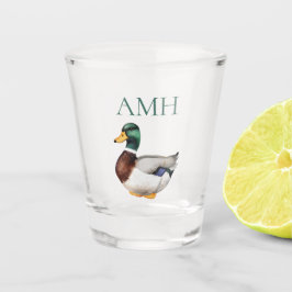 Preppy Mallard Duck Monogram Schnapsglas